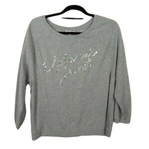 Victorias Secret Sequin Logo Heather Gray Sweatshirt Pullover Medium